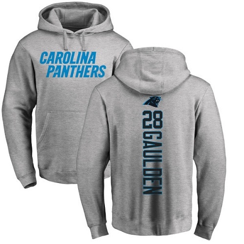 Carolina Panthers Men Ash Rashaan Gaulden Backer NFL Football #28 Pullover Hoodie Sweatshirts
